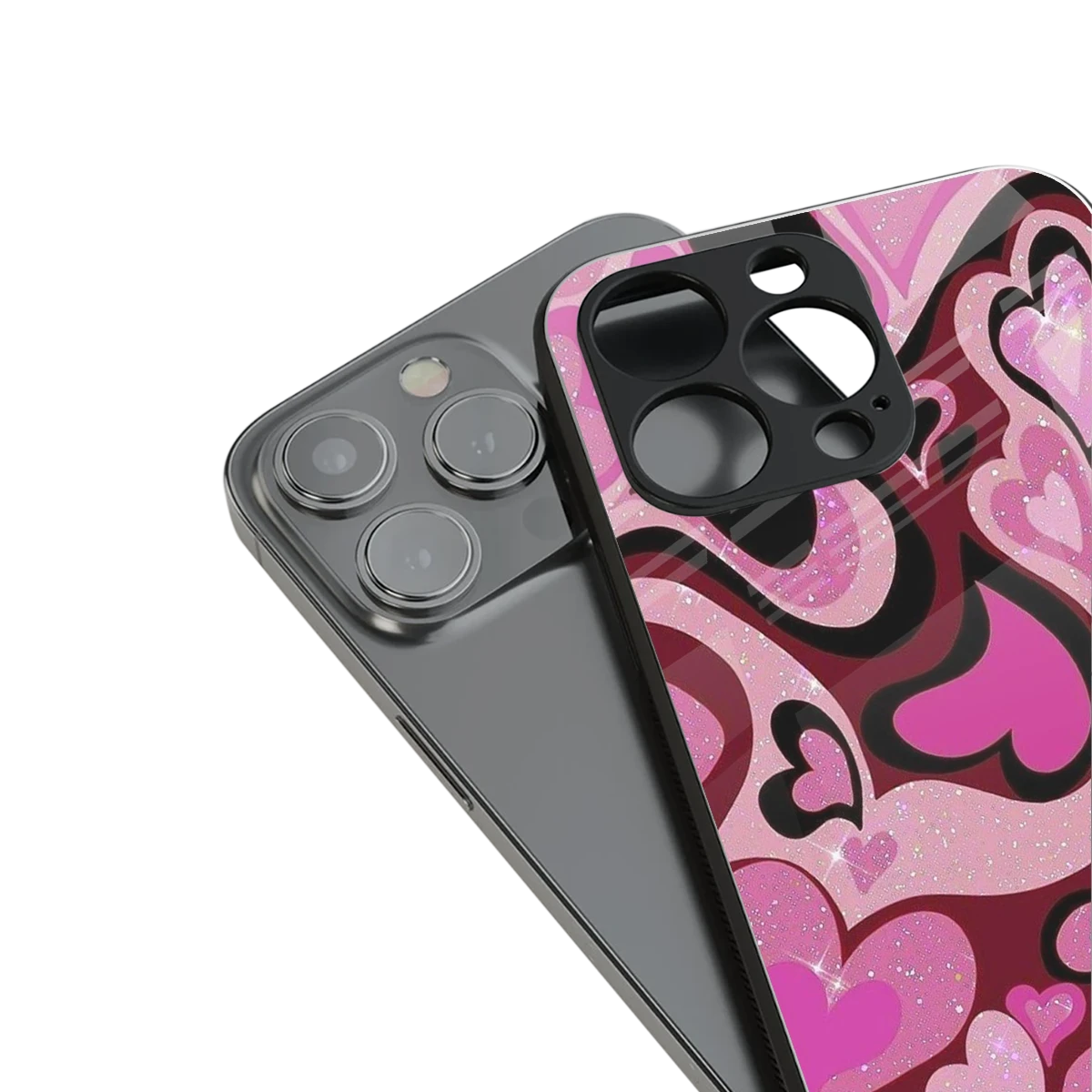 Y2K Magenta Meltdown Hearts stylish phone case for iPhone 16 | glossy glass and slim fit