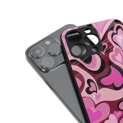 Y2K Magenta Meltdown Hearts stylish phone case for iPhone 16 | glossy glass and slim fit