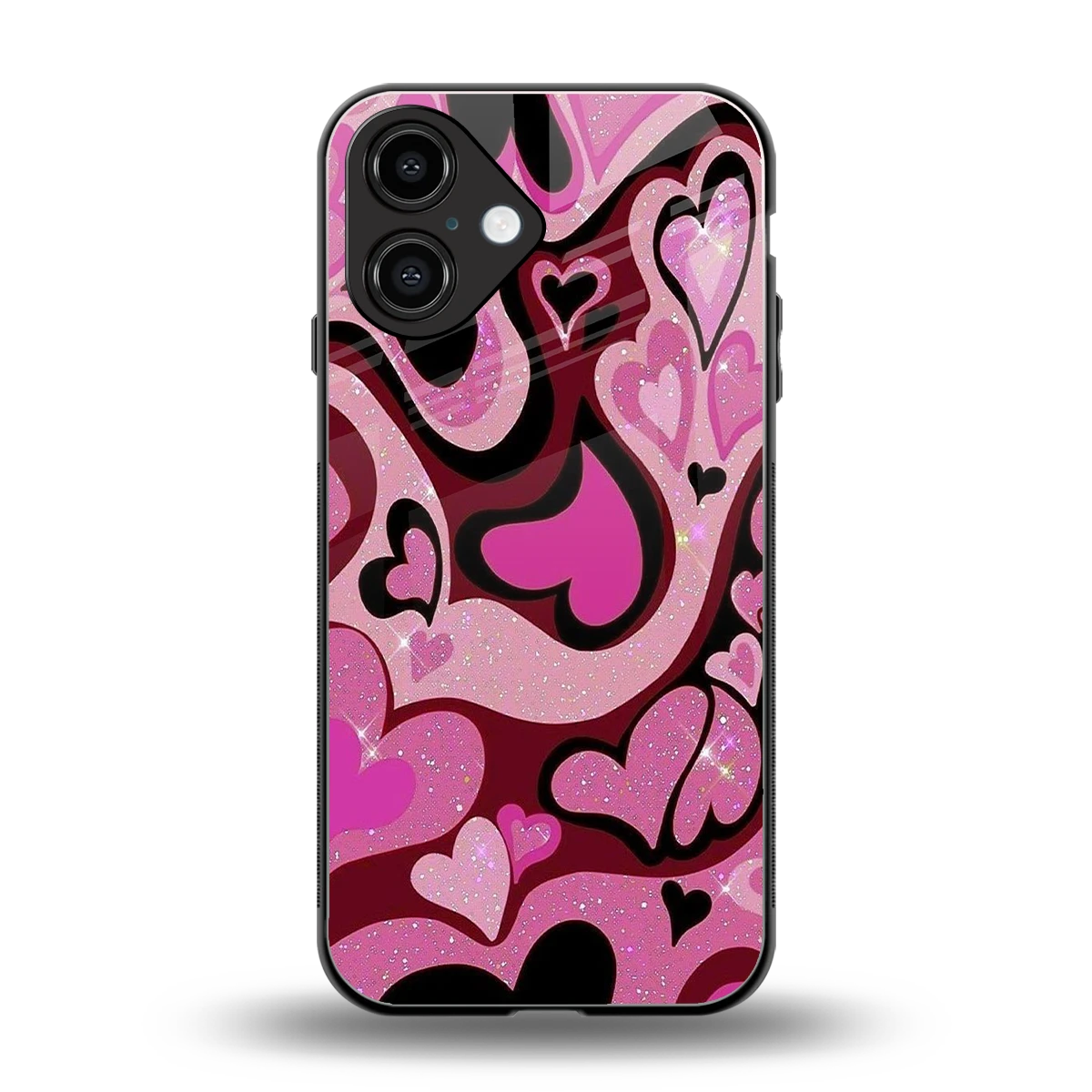 Y2K Magenta Meltdown Hearts back phone cover | glass case for iphone 16