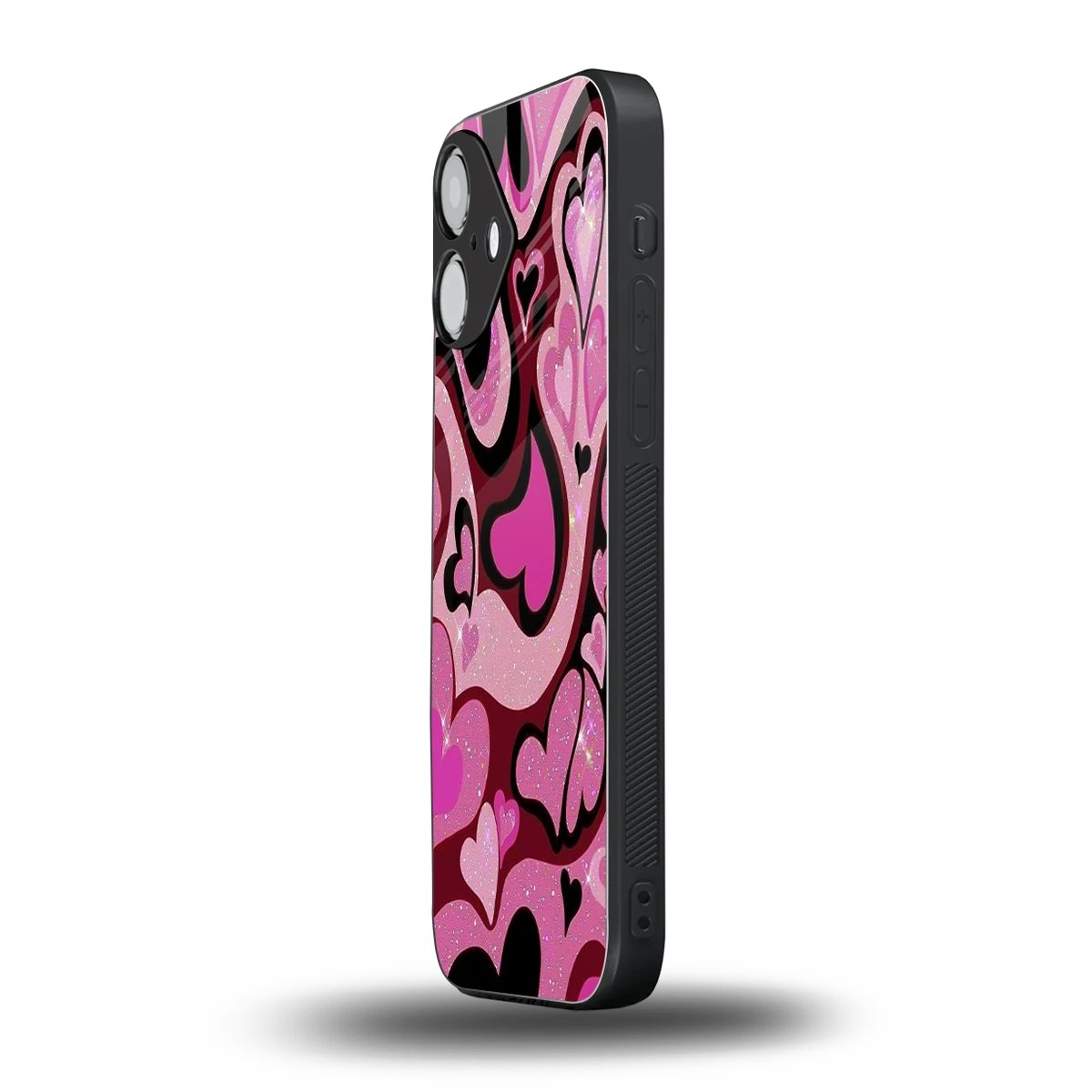 Y2K Magenta Meltdown Hearts iPhone 16 mobile cover | shockproof glass phone case