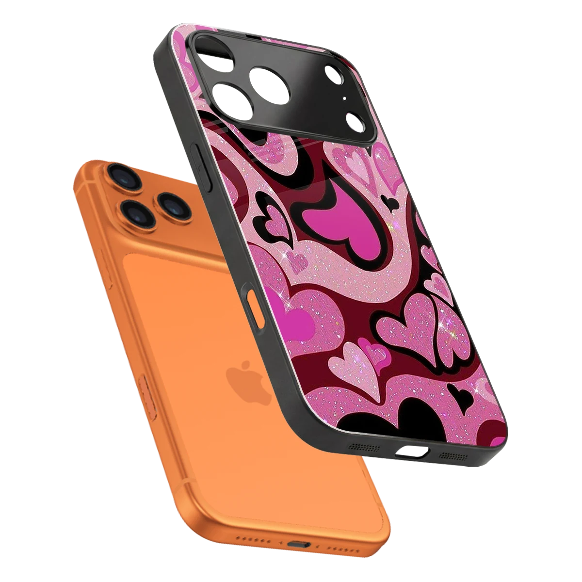 Y2K Magenta Meltdown Hearts sleek iphone 17 pro cover with tempered glass back and TPU edges