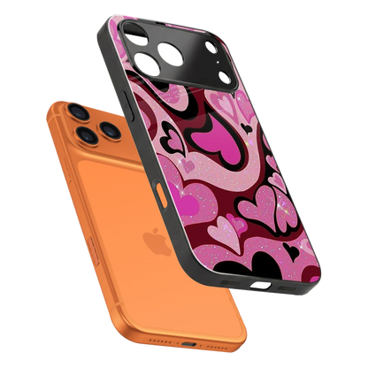 Y2K Magenta Meltdown Hearts sleek iphone 17 pro cover with tempered glass back and TPU edges