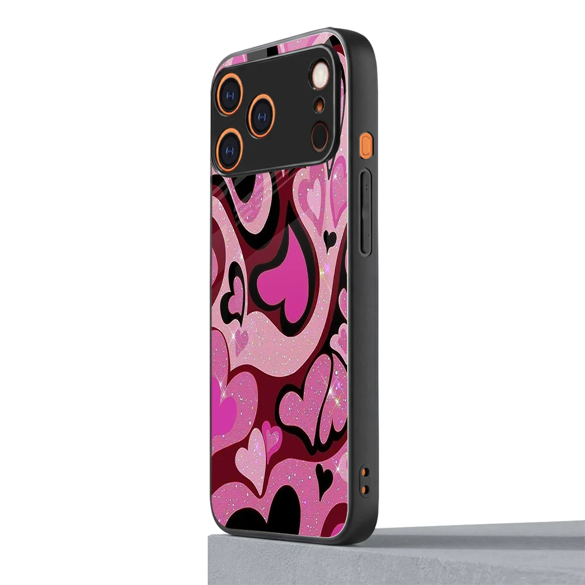 Y2K Magenta Meltdown Hearts iphone 17 pro mobile cover | shockproof glass phone case