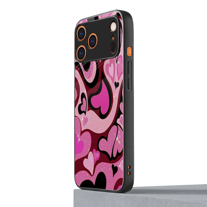 Y2K Magenta Meltdown Hearts iphone 17 pro mobile cover | shockproof glass phone case