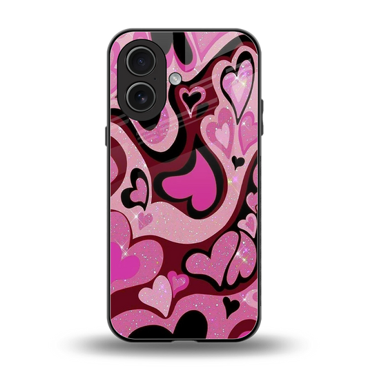 Y2K Magenta Meltdown Hearts back phone cover | glass case for iphone 17