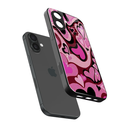 Y2K Magenta Meltdown Hearts sleek iphone 17 cover with tempered glass back and TPU edges