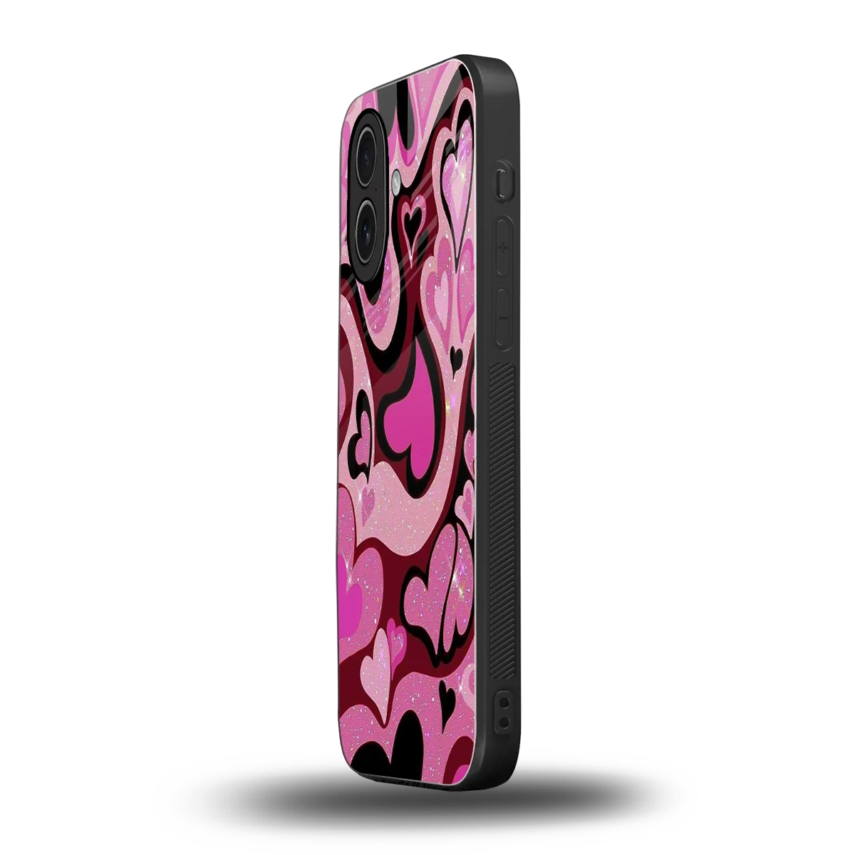 Y2K Magenta Meltdown Hearts iphone 17 mobile cover | shockproof glass phone case