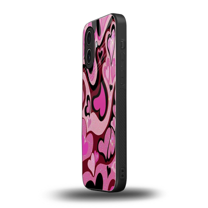 Y2K Magenta Meltdown Hearts iphone 17 mobile cover | shockproof glass phone case