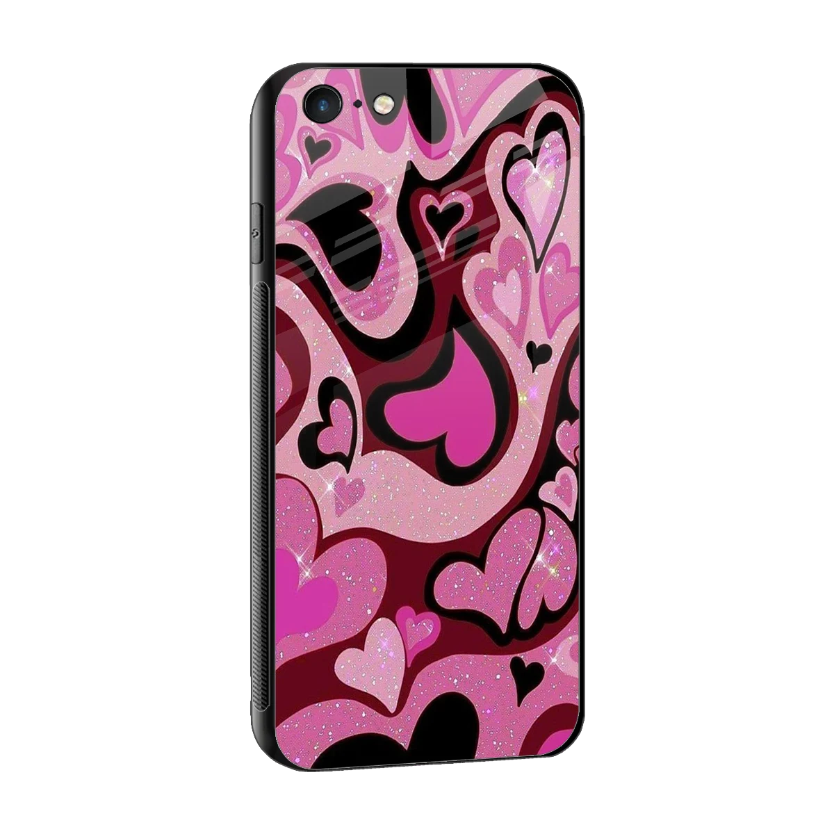 Y2K Magenta Meltdown Hearts sleek iphone 6s plus cover with tempered glass back and TPU edges