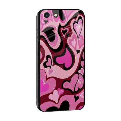 Y2K Magenta Meltdown Hearts sleek iphone 6s plus cover with tempered glass back and TPU edges