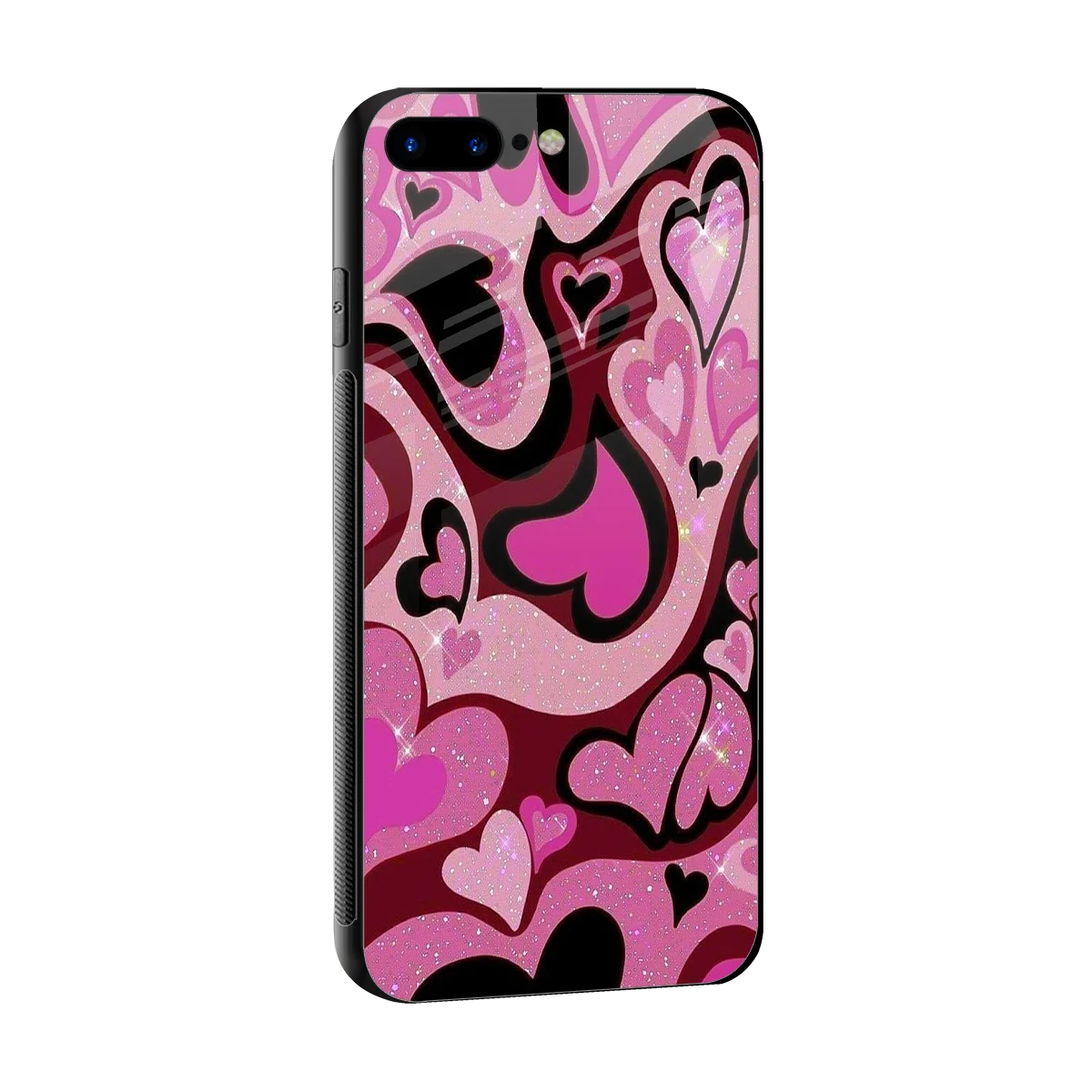 Y2K Magenta Meltdown Hearts sleek iphone 8 plus cover with tempered glass back and TPU edges