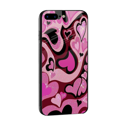 Y2K Magenta Meltdown Hearts sleek iphone 8 plus cover with tempered glass back and TPU edges