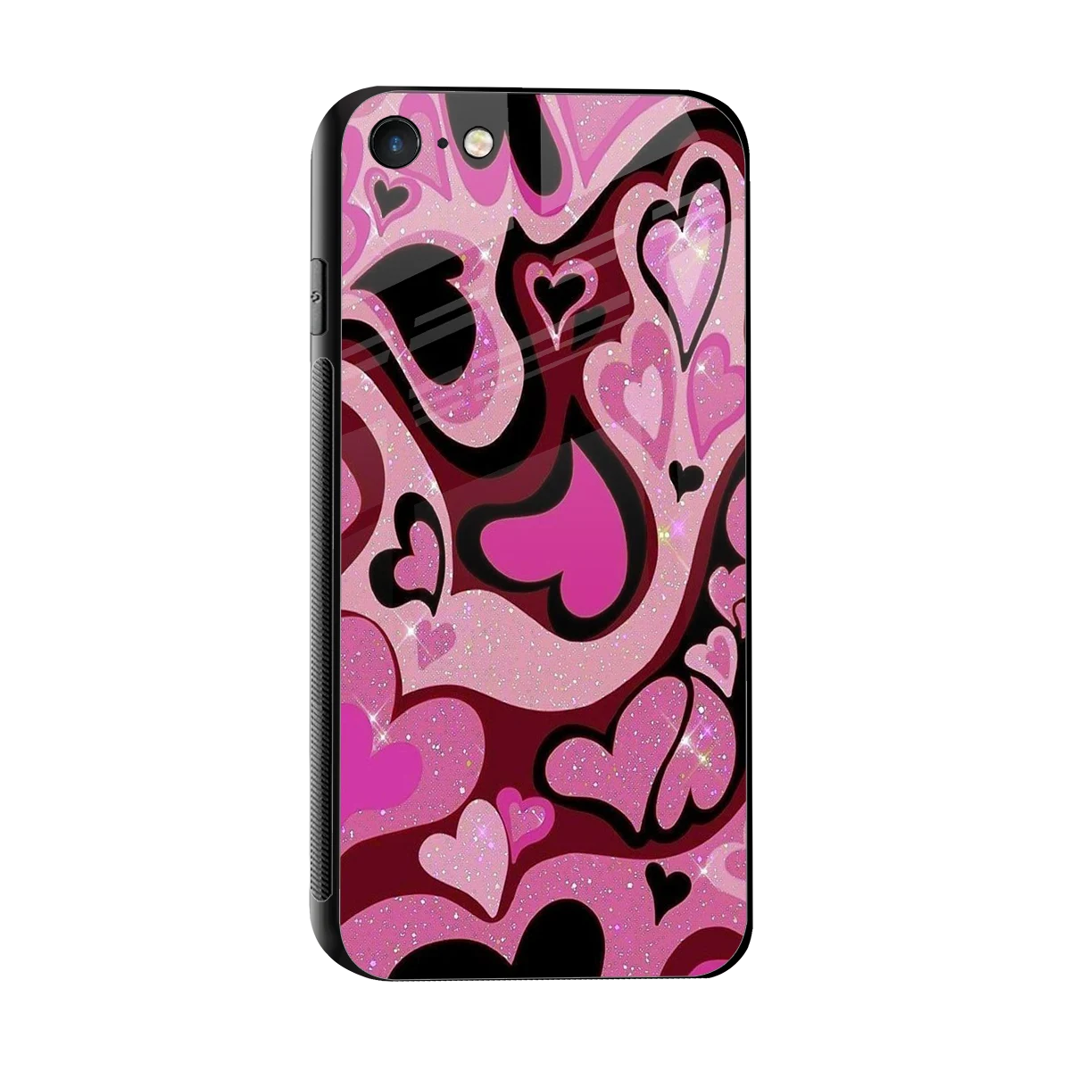 Y2K Magenta Meltdown Hearts sleek iphone 7 cover with tempered glass back and TPU edges