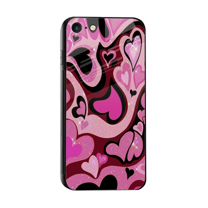 Y2K Magenta Meltdown Hearts sleek iphone 7 cover with tempered glass back and TPU edges