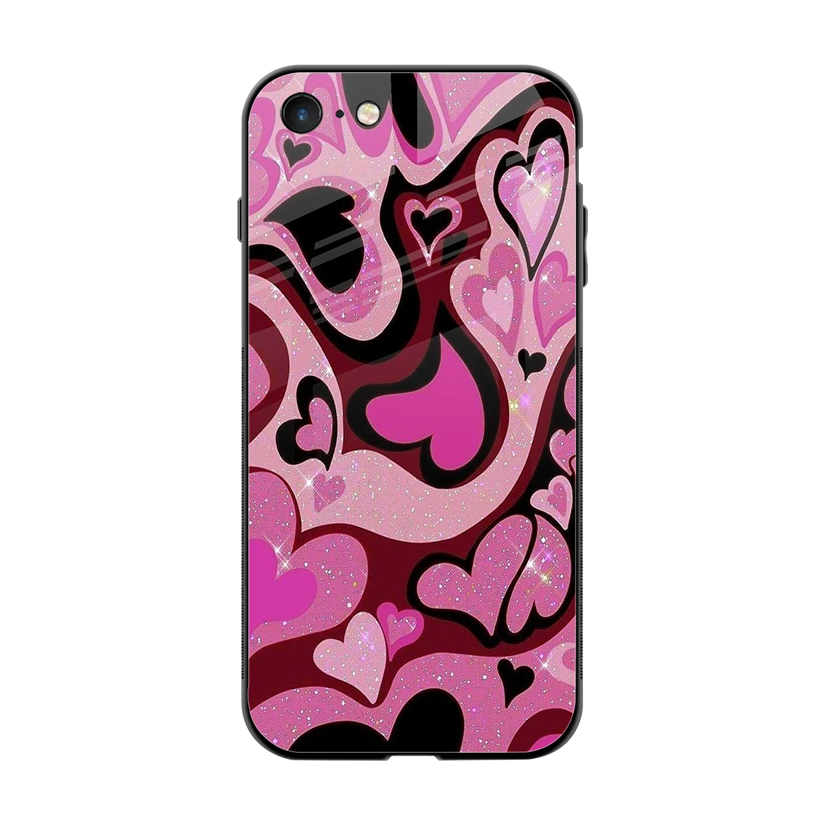 Y2K Magenta Meltdown Hearts back phone cover | glass case for iphone 7