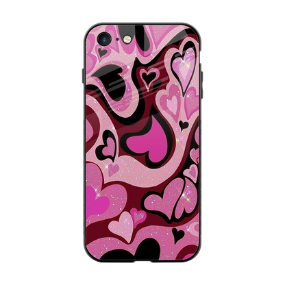 Y2K Magenta Meltdown Hearts back phone cover | glass case for iphone 7