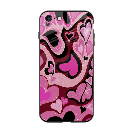 Y2K Magenta Meltdown Hearts back phone cover | glass case for iphone 7