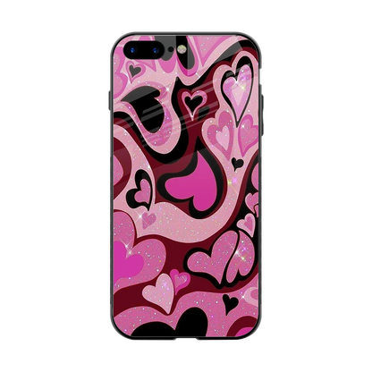 Y2K Magenta Meltdown Hearts back phone cover | glass case for iphone 8 plus