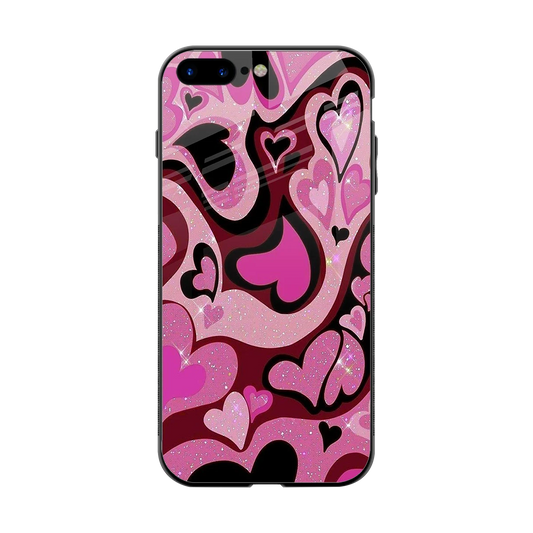 Y2K Magenta Meltdown Hearts back phone cover | glass case for iphone 8 plus