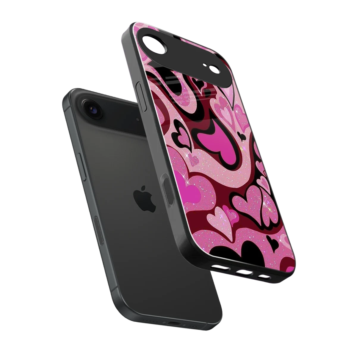 Y2K Magenta Meltdown Hearts sleek iphone air cover with tempered glass back and TPU edges