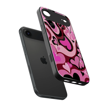 Y2K Magenta Meltdown Hearts sleek iphone air cover with tempered glass back and TPU edges