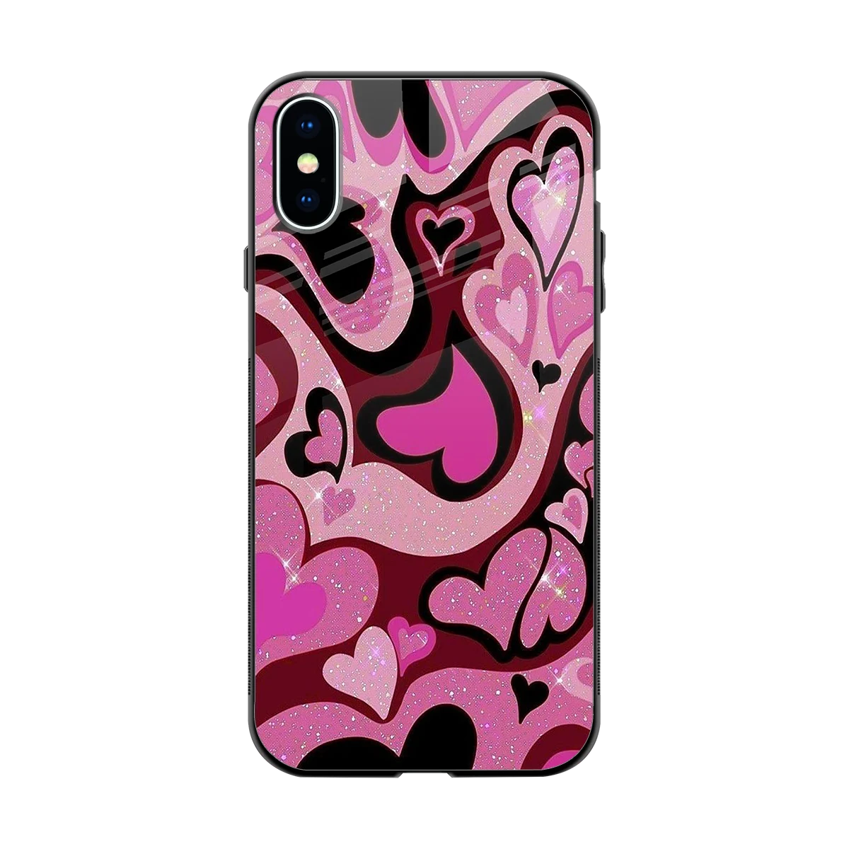 Y2K Magenta Meltdown Hearts back phone cover | glass case for iphone x