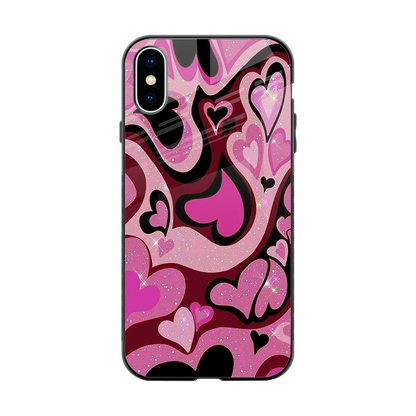 Y2K Magenta Meltdown Hearts back phone cover | glass case for iphone x