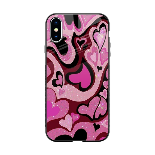 Y2K Magenta Meltdown Hearts back phone cover | glass case for iphone x