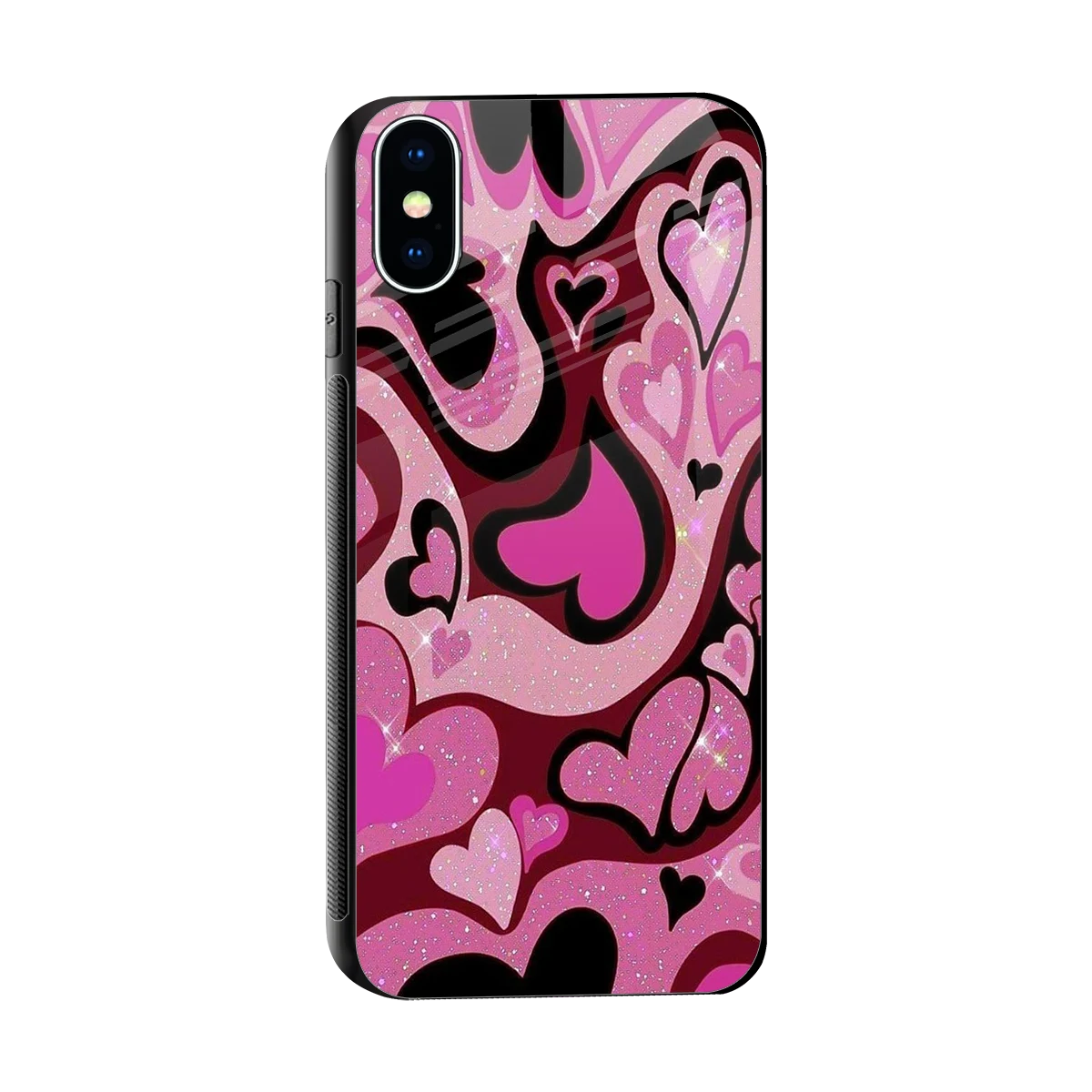 Y2K Magenta Meltdown Hearts sleek iphone x cover with tempered glass back and TPU edges