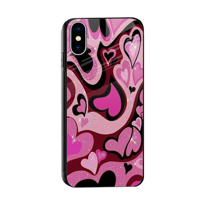 Y2K Magenta Meltdown Hearts sleek iphone x cover with tempered glass back and TPU edges