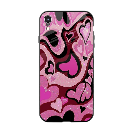 Y2K Magenta Meltdown Hearts back phone cover | glass case for iphone xr