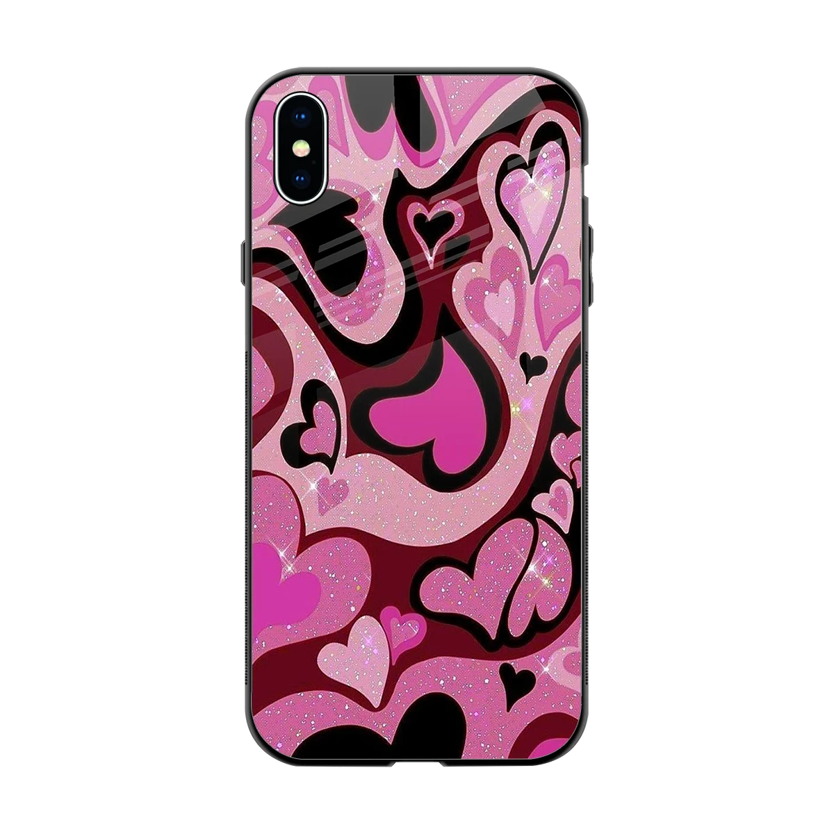 Y2K Magenta Meltdown Hearts back phone cover | glass case for iphone xs max