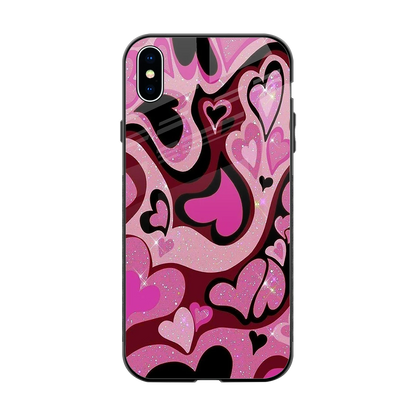 Y2K Magenta Meltdown Hearts back phone cover | glass case for iphone xs max