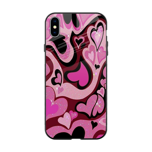 Y2K Magenta Meltdown Hearts back phone cover | glass case for iphone xs max