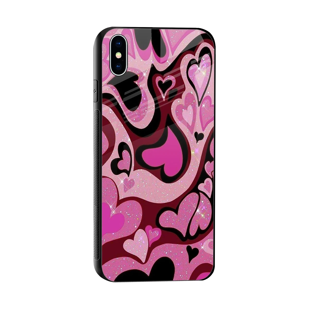 Y2K Magenta Meltdown Hearts sleek iphone xs max cover with tempered glass back and TPU edges