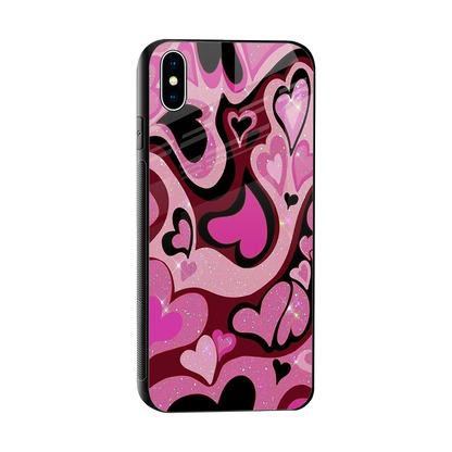Y2K Magenta Meltdown Hearts sleek iphone xs max cover with tempered glass back and TPU edges