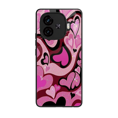 Y2K Magenta Meltdown Hearts back phone cover | glass case for iqoo neo 10r 5g
