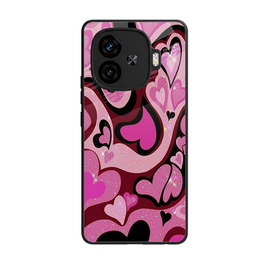 Y2K Magenta Meltdown Hearts back phone cover | glass case for iqoo neo 10r 5g