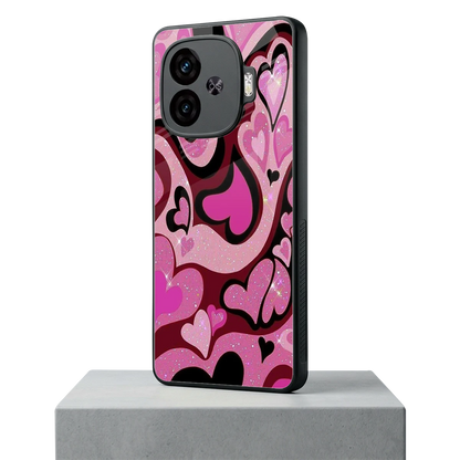 Y2K Magenta Meltdown Hearts iqoo neo 10r 5g mobile cover | shockproof glass phone case