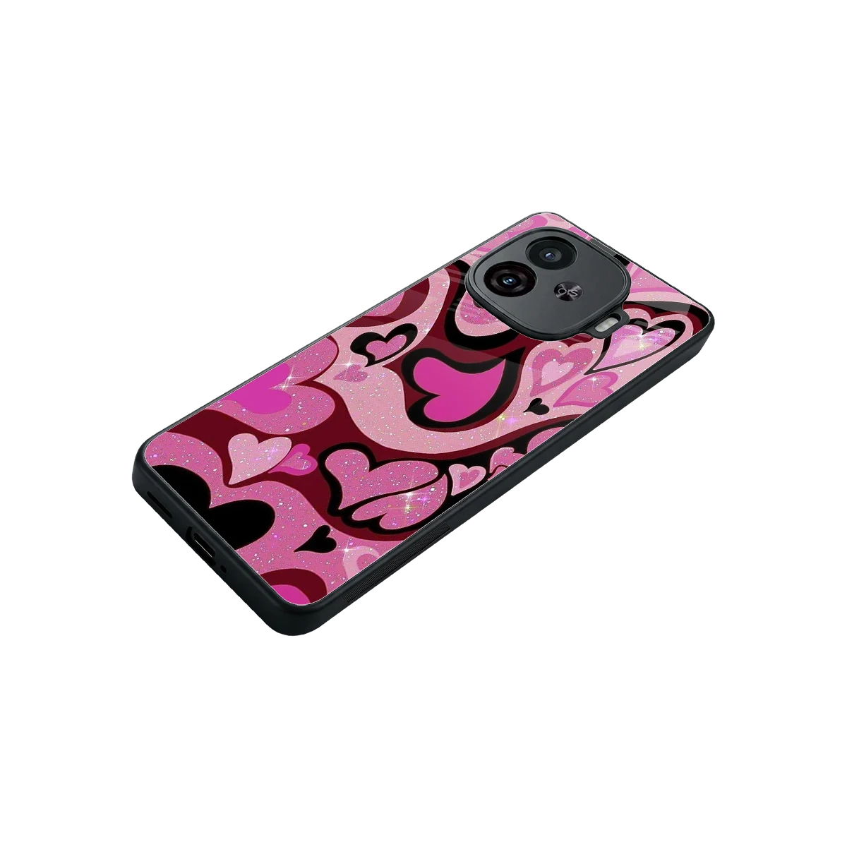 Y2K Magenta Meltdown Hearts stylish phone case for iqoo neo 10r 5g | glossy glass and slim fit