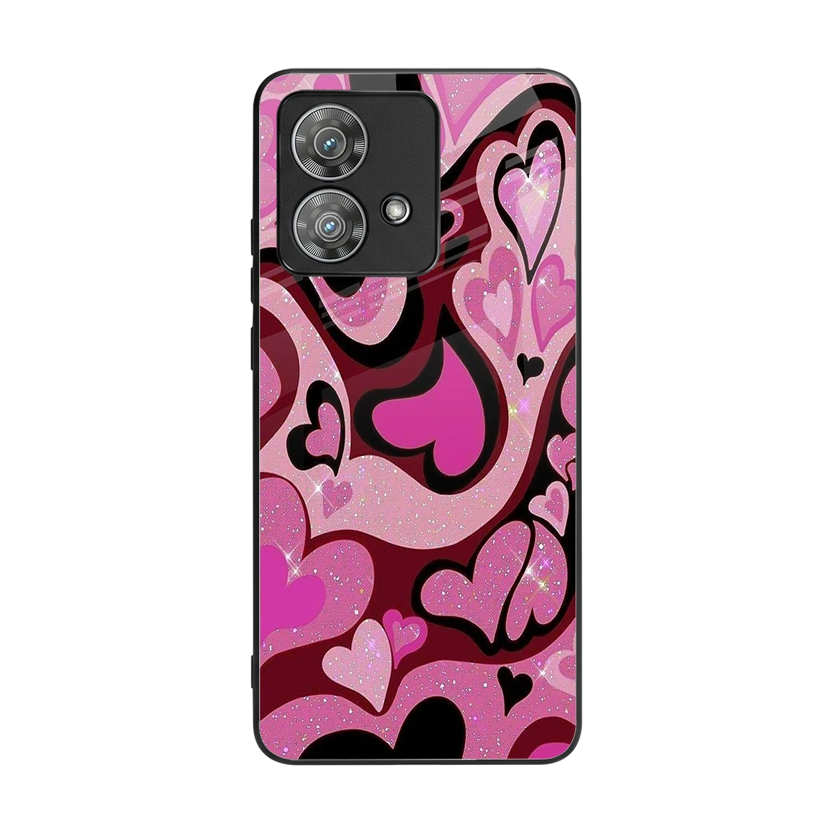 Y2K Magenta Meltdown Hearts back phone cover | glass case for motorola edge 40 neo 5g