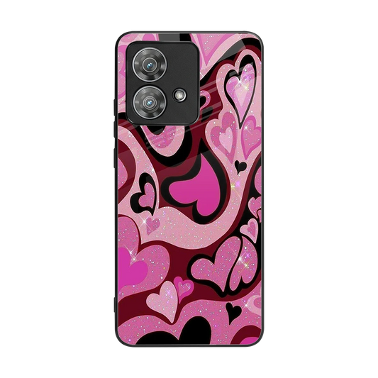 Y2K Magenta Meltdown Hearts back phone cover | glass case for motorola edge 40 neo 5g