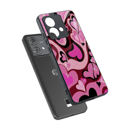 Y2K Magenta Meltdown Hearts sleek motorola edge 40 neo 5g cover with tempered glass back and TPU edges