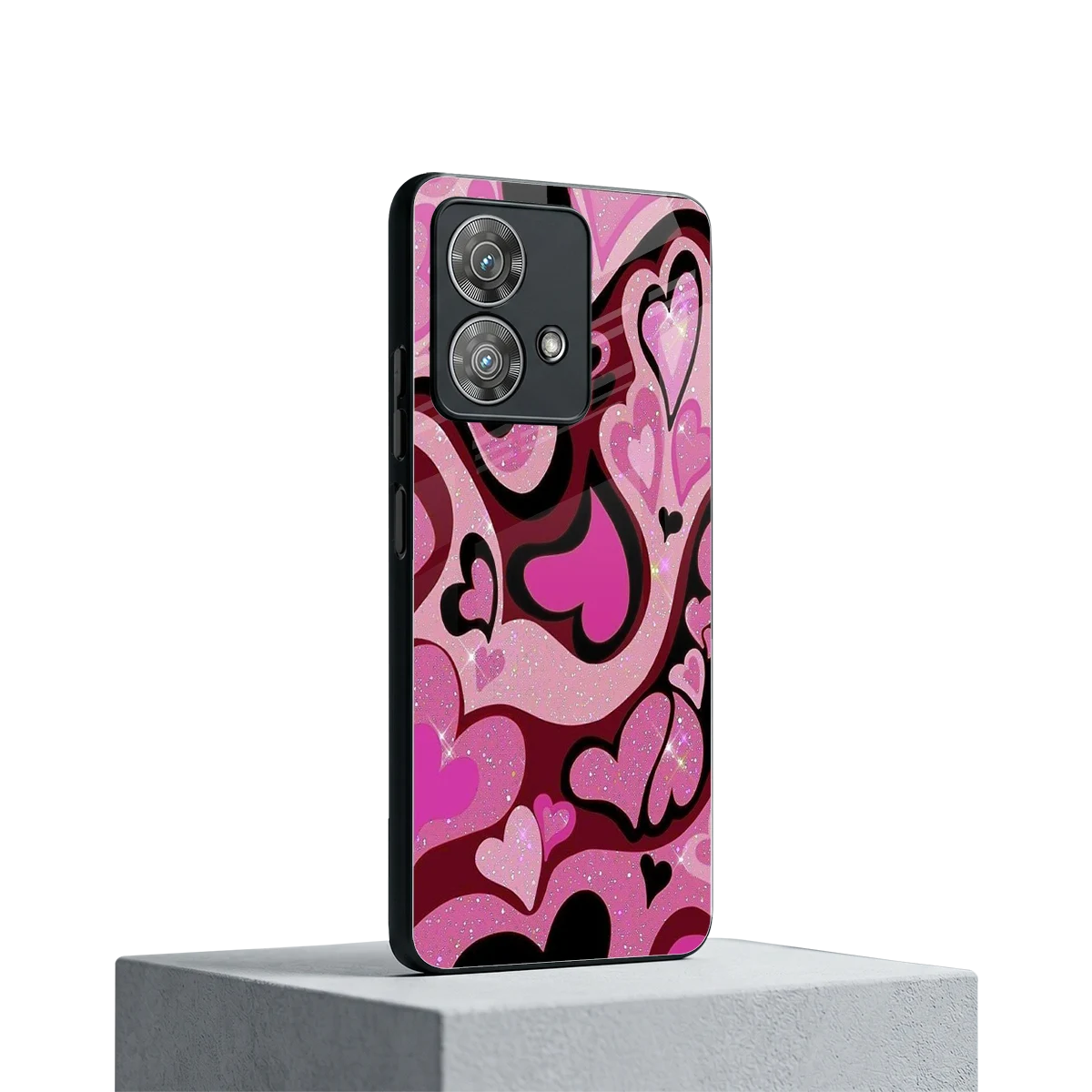Y2K Magenta Meltdown Hearts motorola edge 40 neo 5g mobile cover | shockproof glass phone case