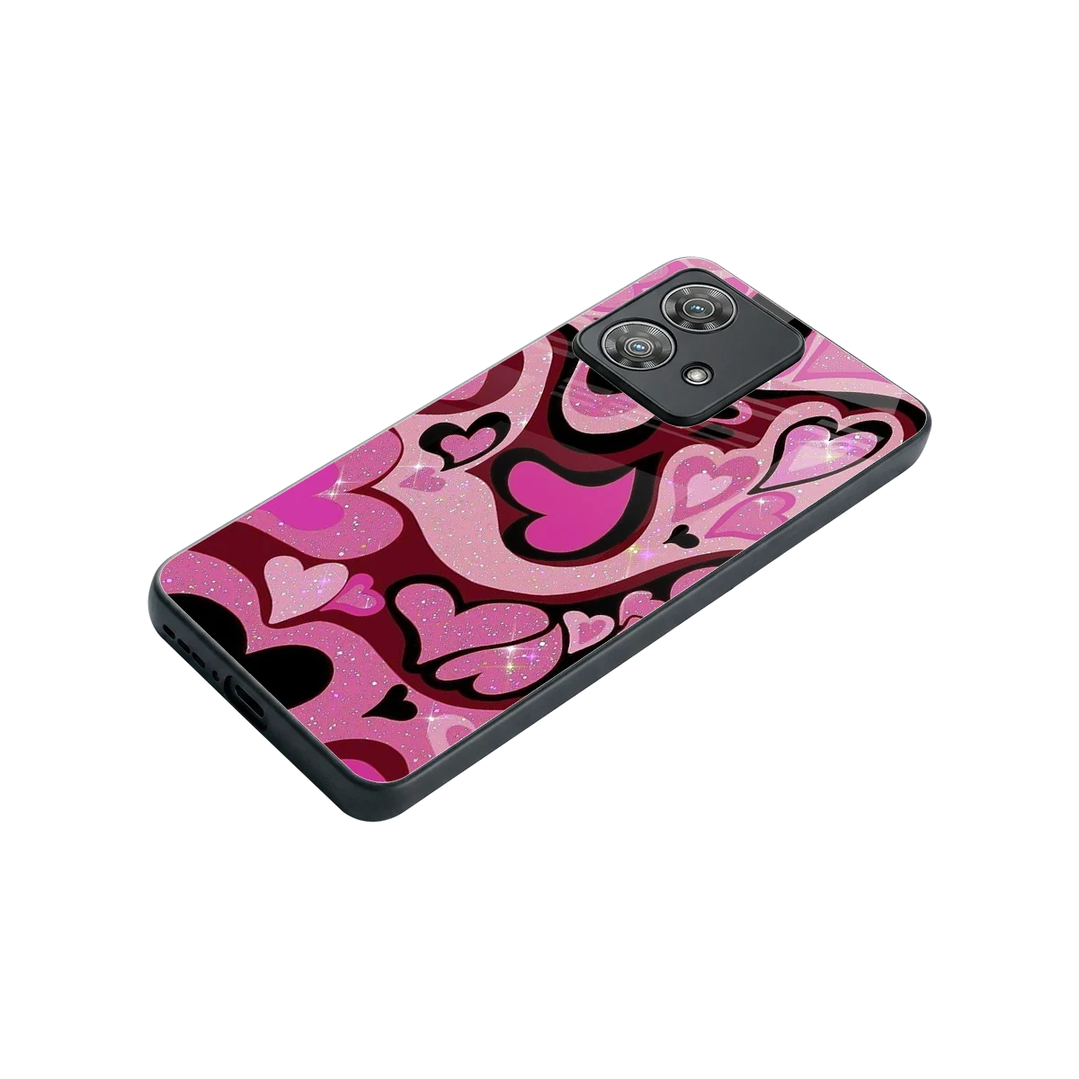 Y2K Magenta Meltdown Hearts stylish phone case for motorola edge 40 neo 5g | glossy glass and slim fit