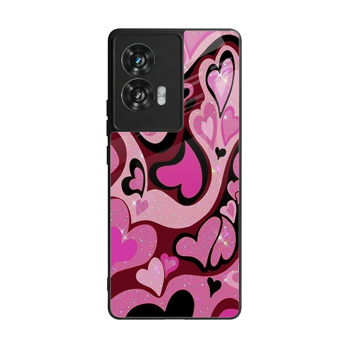 Y2K Magenta Meltdown Hearts back phone cover | glass case for motorola edge 50 fusion