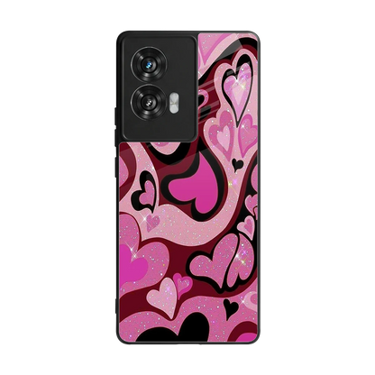 Y2K Magenta Meltdown Hearts back phone cover | glass case for motorola edge 50 fusion