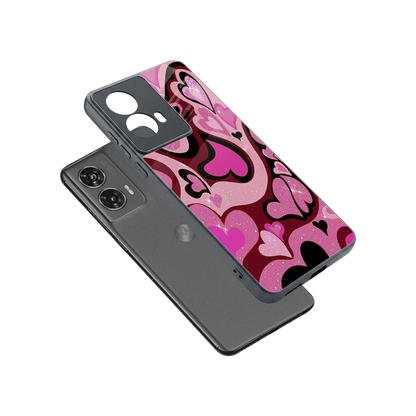 Y2K Magenta Meltdown Hearts sleek motorola edge 50 fusion cover with tempered glass back and TPU edges