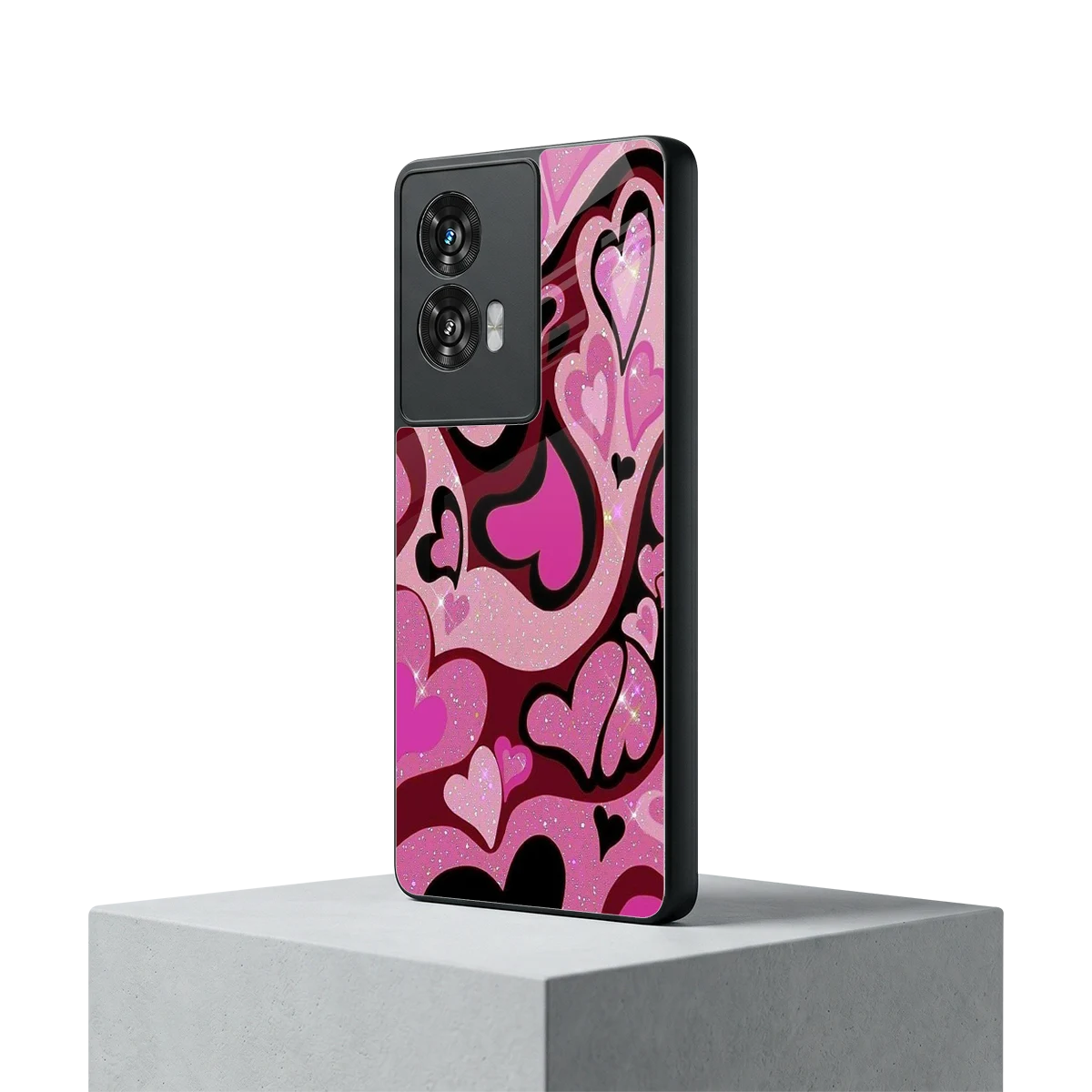 Y2K Magenta Meltdown Hearts motorola edge 50 fusion mobile cover | shockproof glass phone case