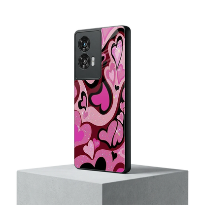 Y2K Magenta Meltdown Hearts motorola edge 50 fusion mobile cover | shockproof glass phone case